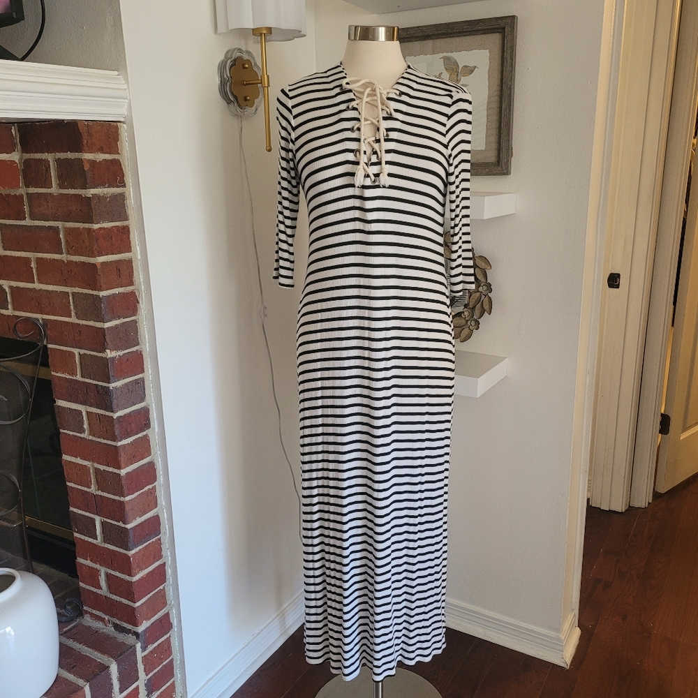 Love In Striped Black and White Maxi Dress Size Medium